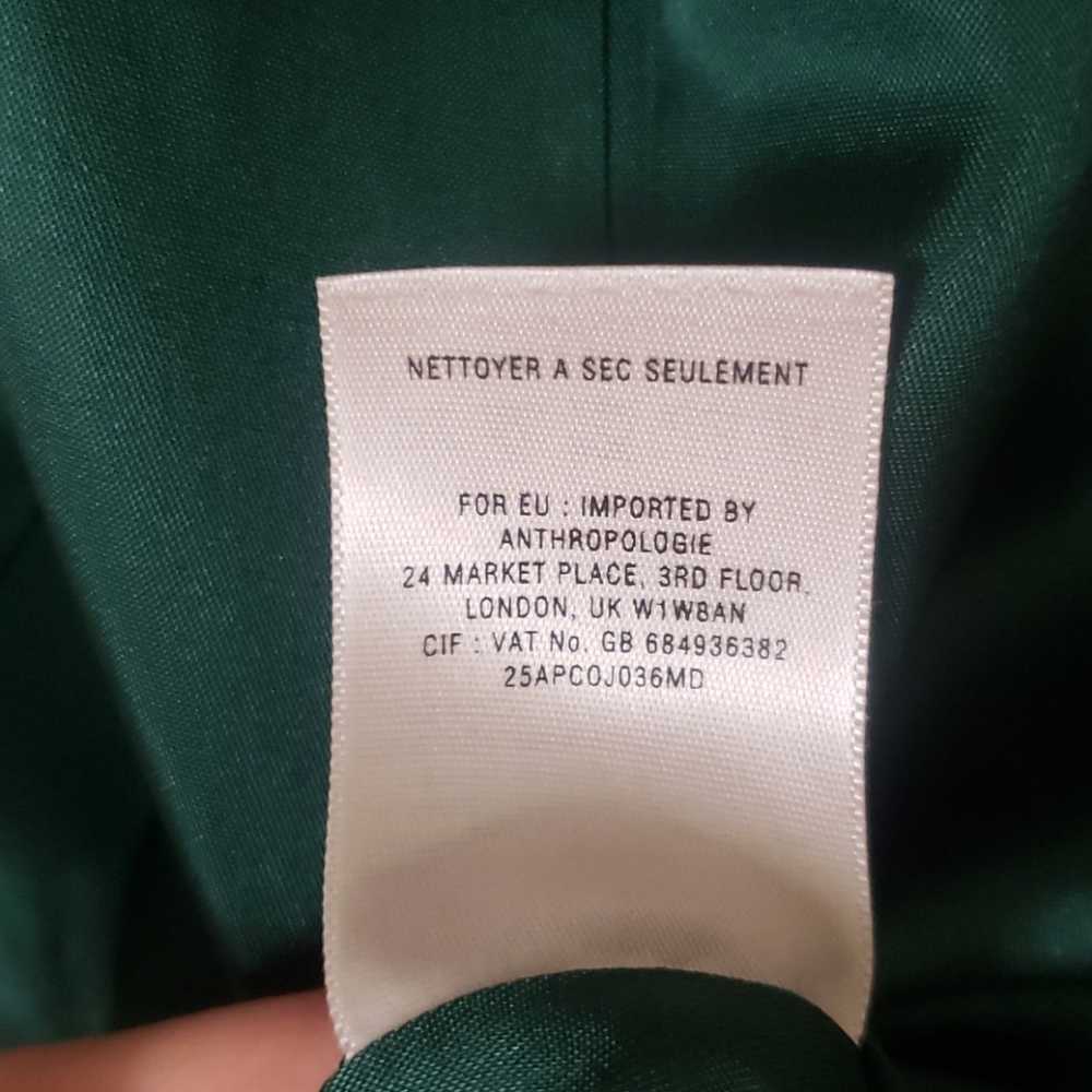 Anthropologie Elevenses Green & Pink Coat - Picture 8 of 11